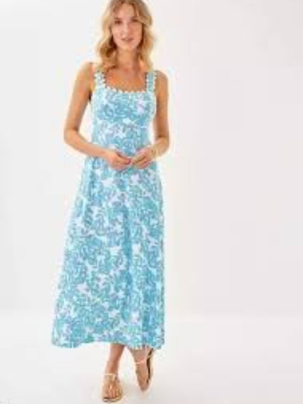 Lilly Pulitzer Blue & White Floral Midi Dress 🌿💙